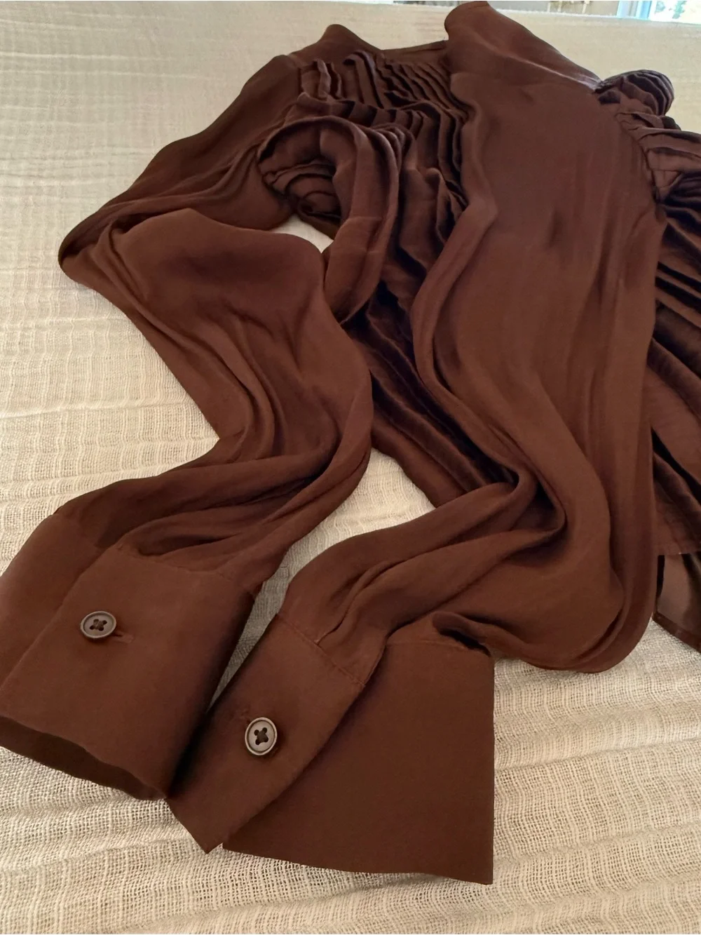 🤎 Luxurious Pleated Chocolate  Brown Blouse 🤎